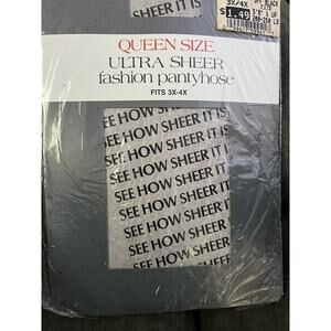QUEEN SIZE Vintage Off Black Nylon PANTYHOSE - Size 3X-4X 5’8”, 250lbs NOS